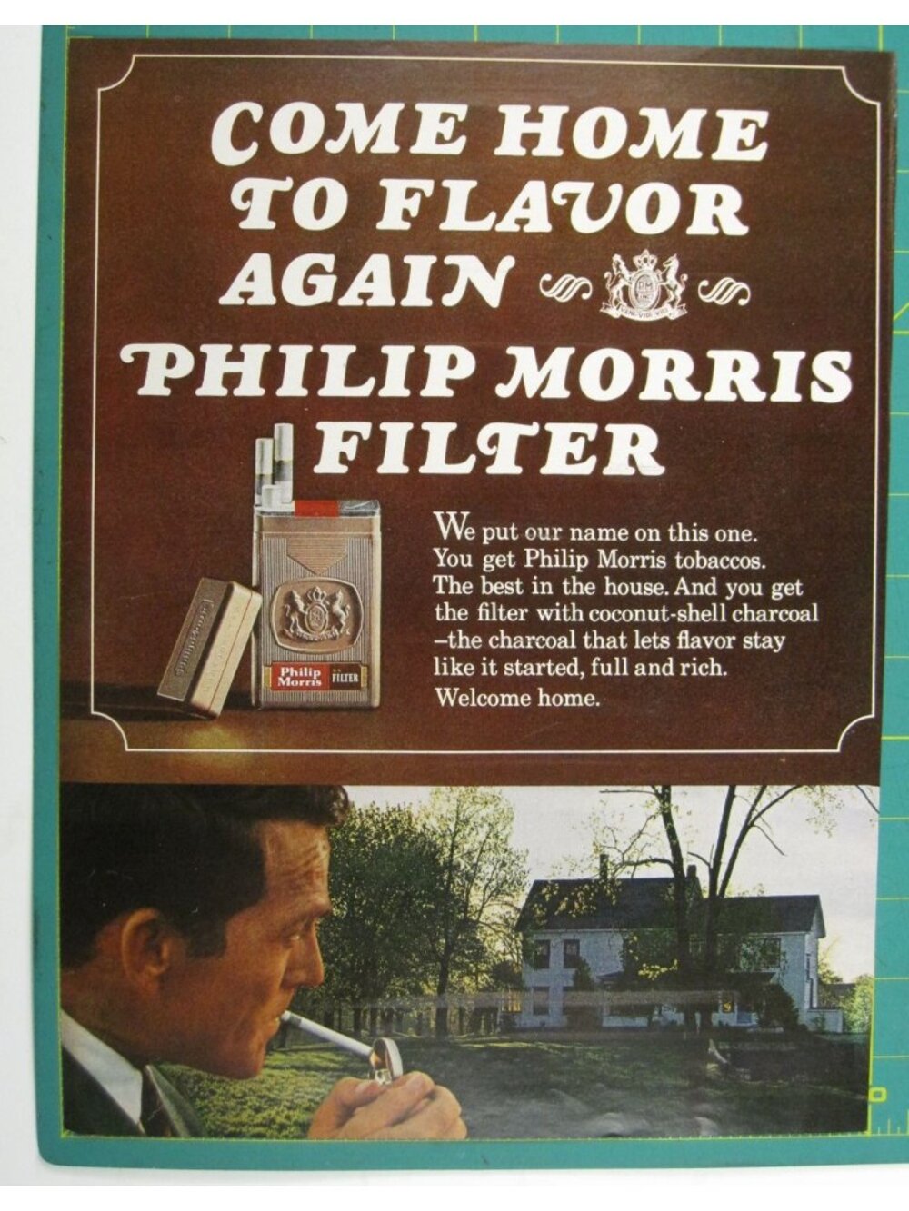Print Ad Philip Morris Filter Come Home To Flavor Vintage Tobacco Coconut 1960s